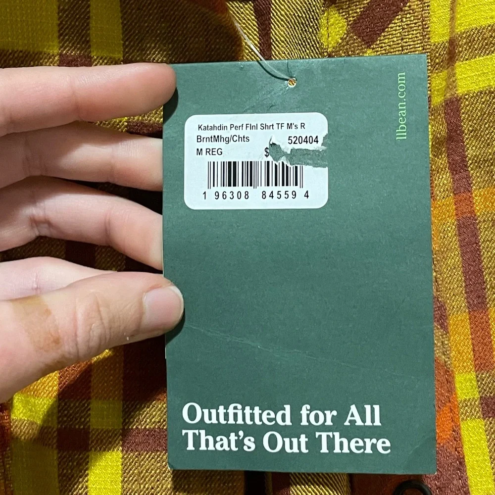 L.L.Bean Yellow and Orange Plaid Button-down Flannel Shirt Medium - Picture 6 of 6